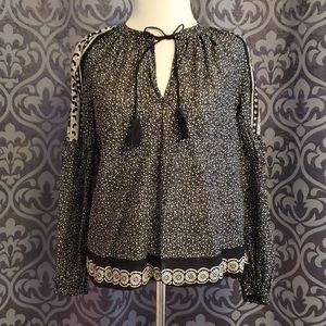 Lucky Brand blk&white polka-dot long sleeve shirt